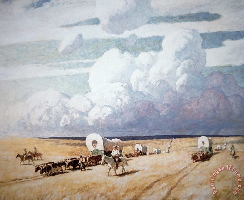 Covered Wagons Heading West painting - Newell Convers Wyeth Covered Wagons Heading West Art Print