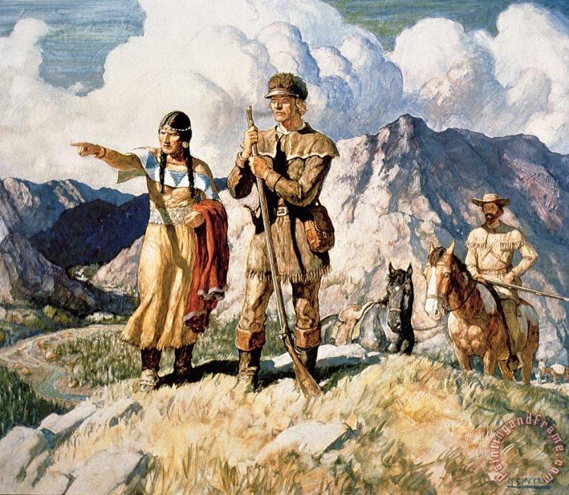 Newell Convers Wyeth Sacagawea with Lewis and Clark during their expedition of 1804-06 Art Print