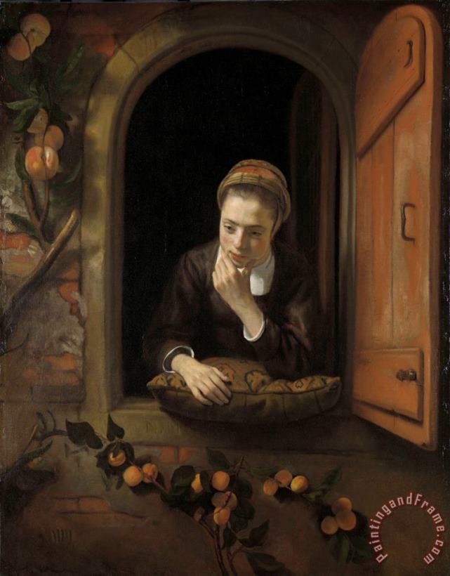 Girl at a Window, Known As 'the Daydreamer' painting - Nicolaes Maes Girl at a Window, Known As 'the Daydreamer' Art Print