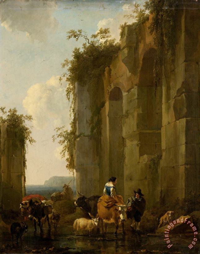 Nicolaes Pietersz Berchem Ruins in Italy Art Painting