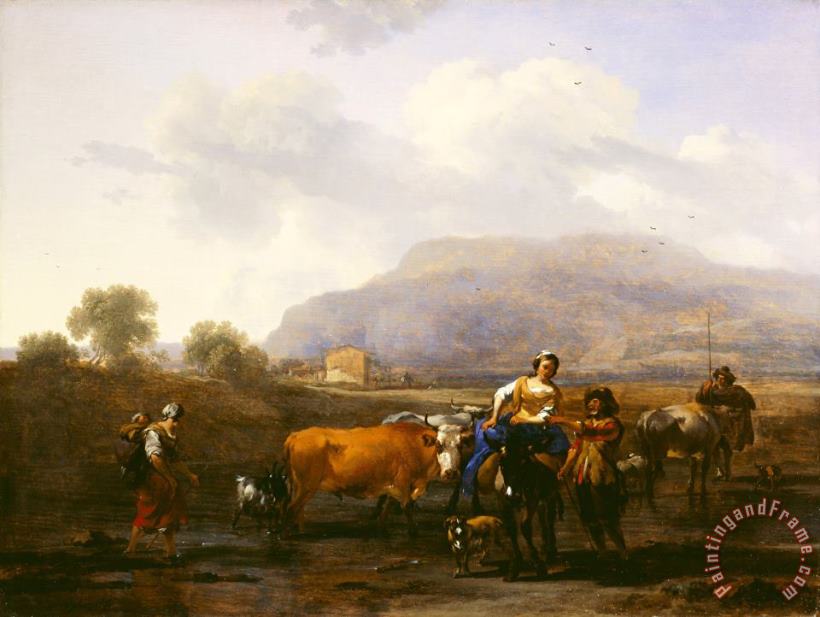 Travelling Peasants (le Soir) painting - Nicolaes Pietersz Berchem Travelling Peasants (le Soir) Art Print