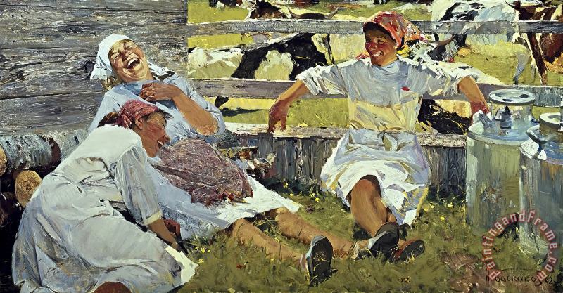 Nicolai Baskakov Milkmaids, Novella Art Painting
