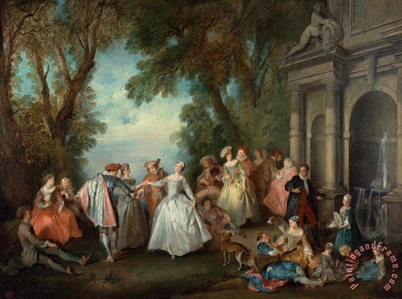 Dance Before a Fountain painting - Nicolas Lancret Dance Before a Fountain Art Print