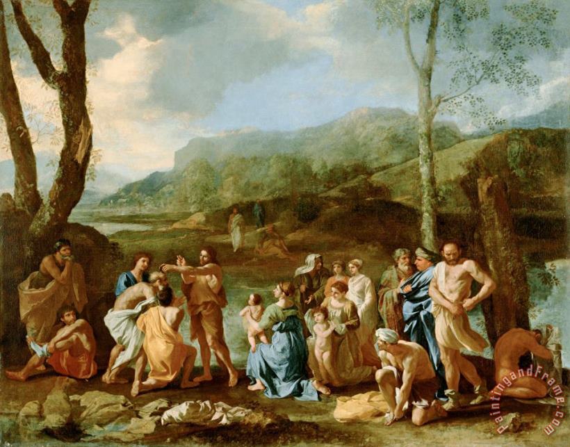 Nicolas Poussin Saint John Baptizing in The River Jordan Art Painting