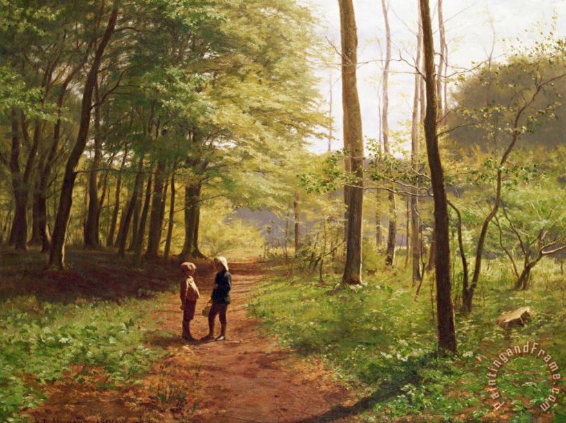 A Walk in the Forest painting - Niels Christian Hansen A Walk in the Forest Art Print