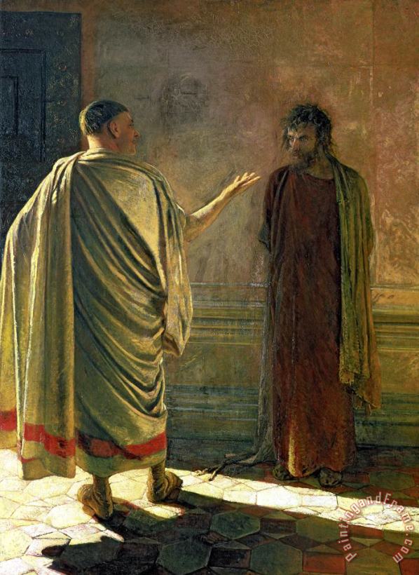 What Is Truth Christ And Pilate painting - Nikolai Nikolaevich Ge What Is Truth Christ And Pilate Art Print