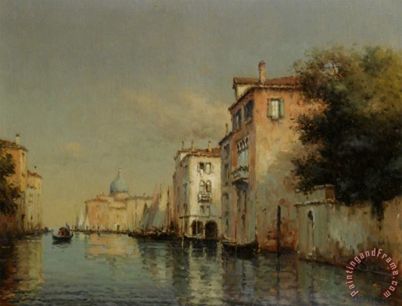 Noel Bouvard A Gondola on a Venetian Canal Art Painting