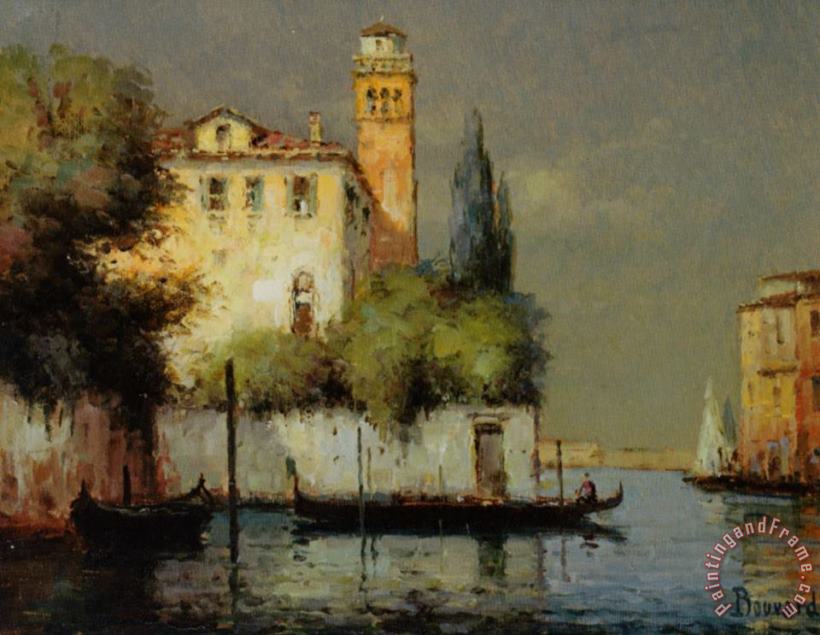 Noel Bouvard Venetian Palazzo with Santa Maria Della Salute in The Background Art Painting