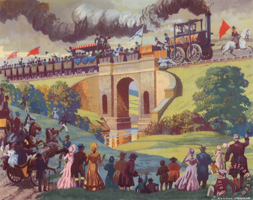 The Opening Of The Stockton And Darlington Railway Macmillan Poster painting - Norman Howard The Opening Of The Stockton And Darlington Railway Macmillan Poster Art Print