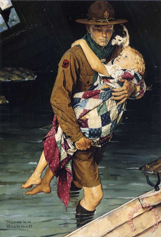 A Scout Is Helpful 1941 painting - Norman Rockwell A Scout Is Helpful 1941 Art Print