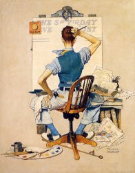 Norman Rockwell Artist Facing Blank Canvas