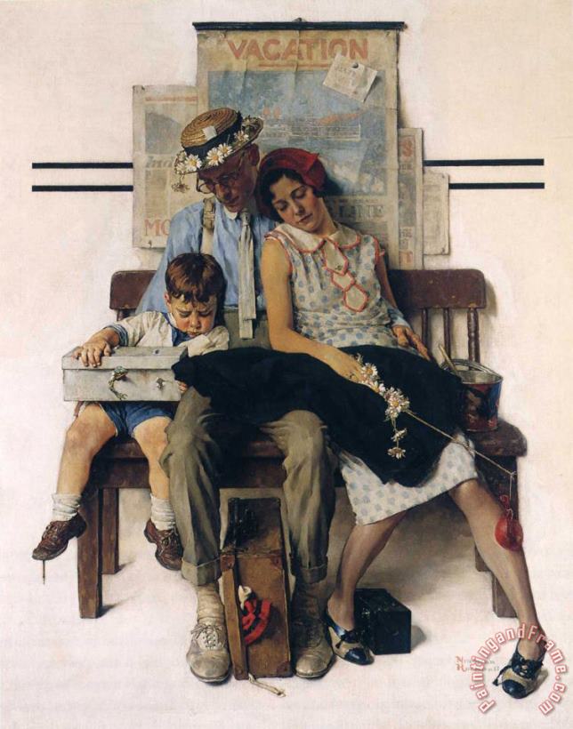 Norman Rockwell Family Home From Vacation Art Painting