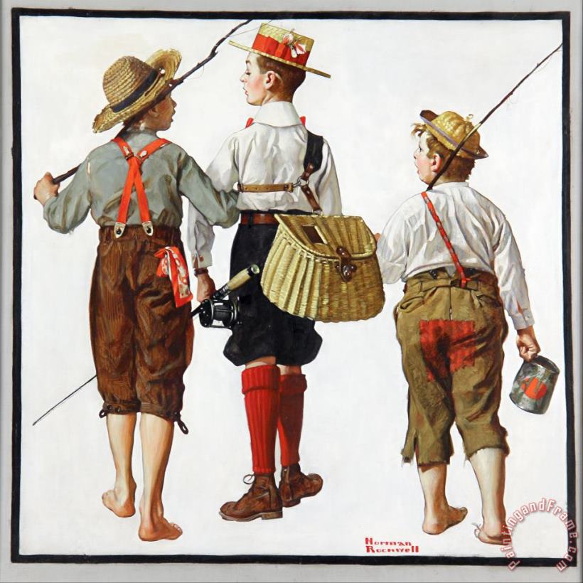 Norman Rockwell Fishing Trip, They'll Be Coming Back Next Week 1919 Art Print