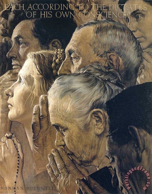 Freedom to Worship 1943 painting - Norman Rockwell Freedom to Worship 1943 Art Print