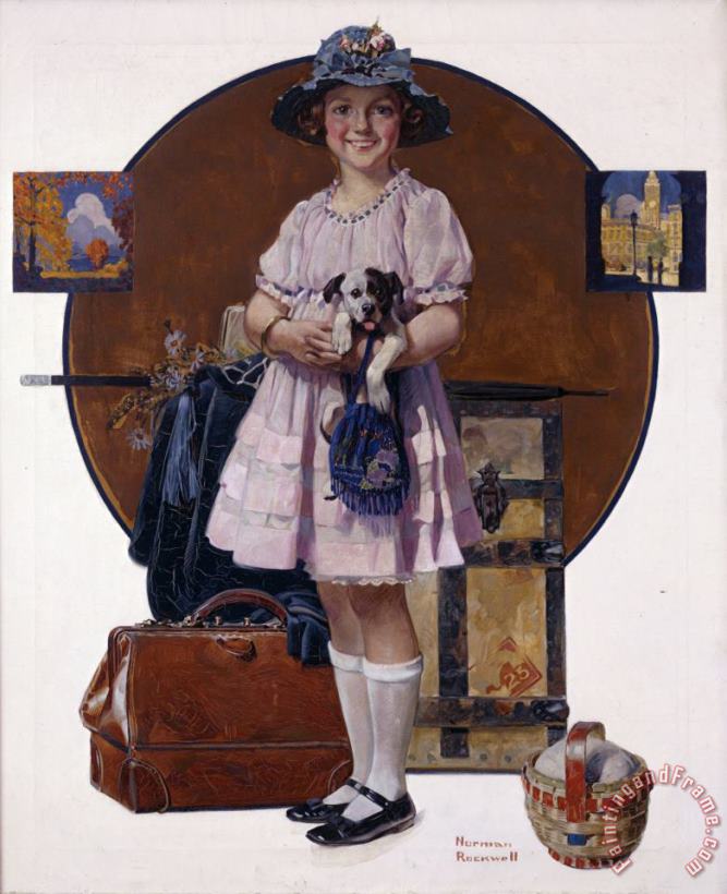 Norman Rockwell Vacation's Over (girl Returning From Summer Trip) 1921 Art Print