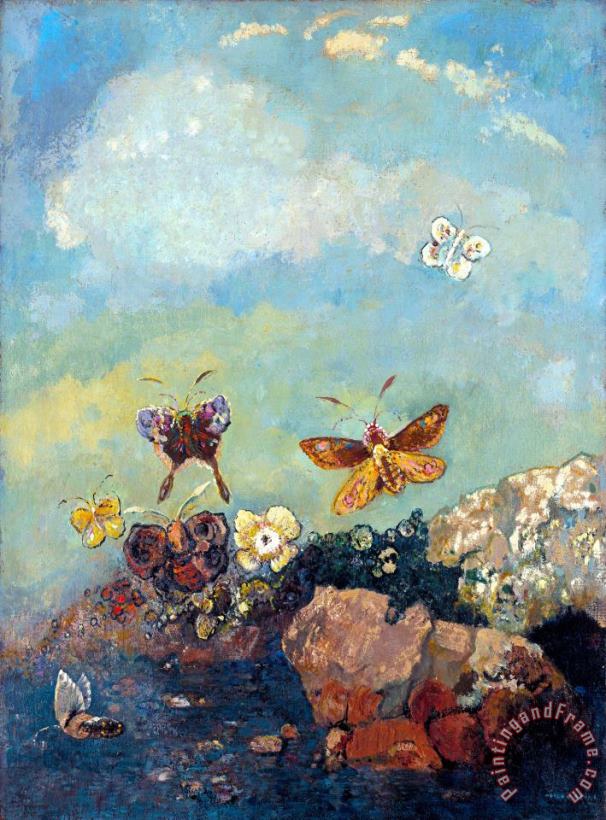 Butterflies painting - Odilon Redon Butterflies Art Print