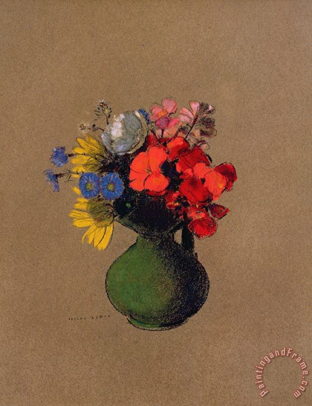 Geraniums And Flowers Of The Field painting - Odilon Redon Geraniums And Flowers Of The Field Art Print