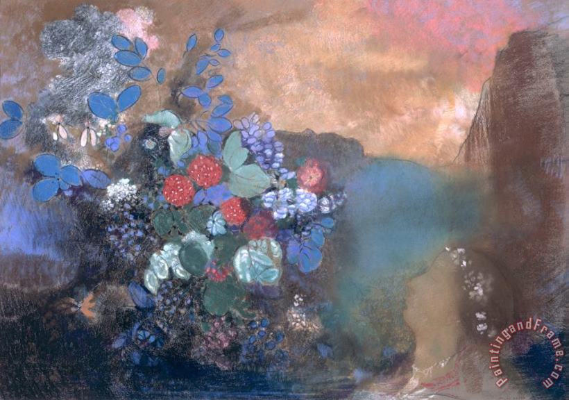 Ophelia Among The Flowers painting - Odilon Redon Ophelia Among The Flowers Art Print