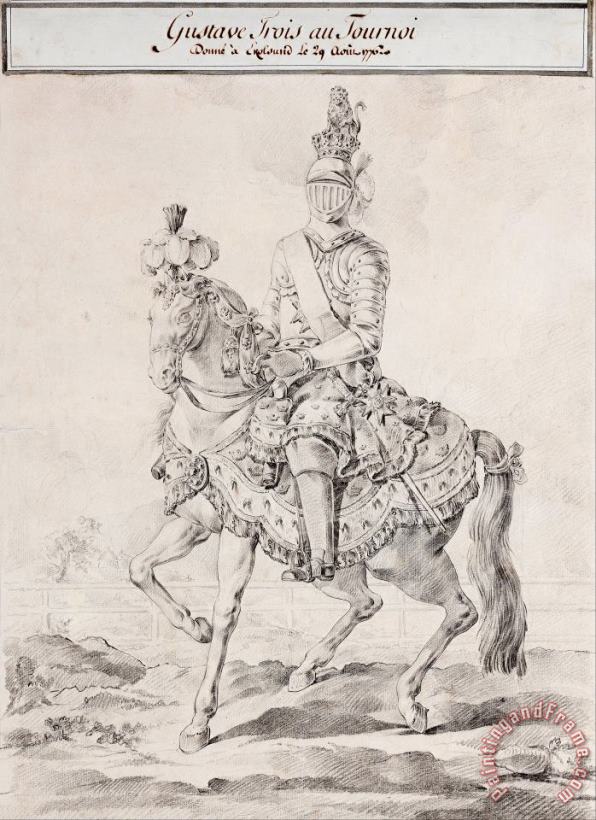 Gustav III in Harness on Horse Back 1776 painting - Olof Fridsberg Gustav III in Harness on Horse Back 1776 Art Print