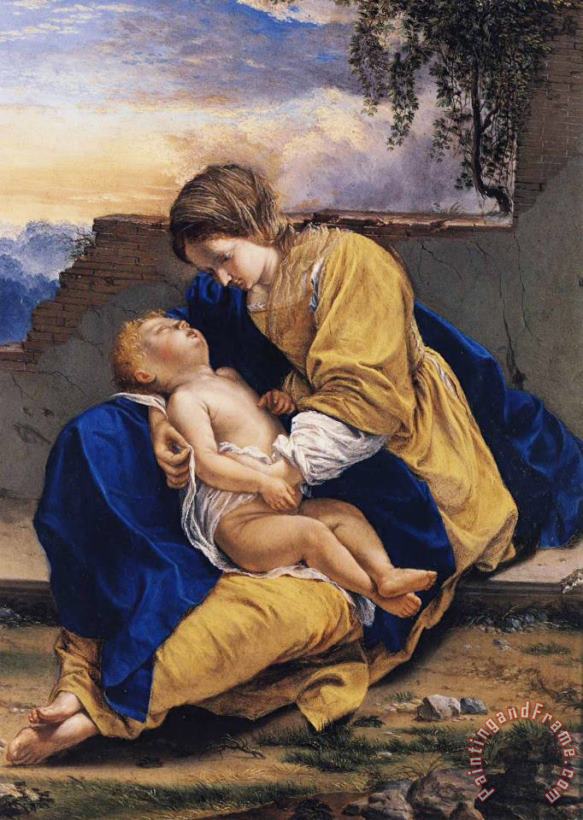 Orazio Gentleschi Madonna And Child in a Landscape Art Painting