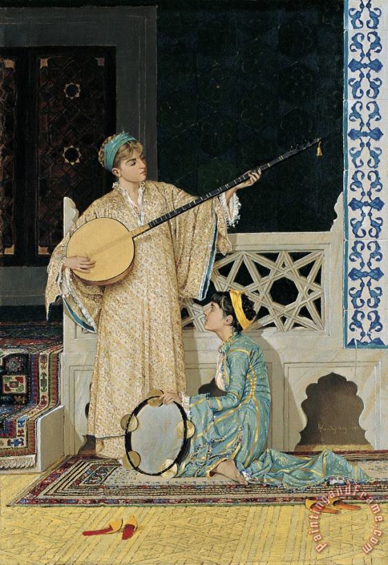 Two Musician Girls painting - Osman Hamdi Bey Two Musician Girls Art Print