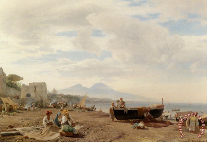 Oswald Achenbach Fishermen on The Amalfi Coast Art Print