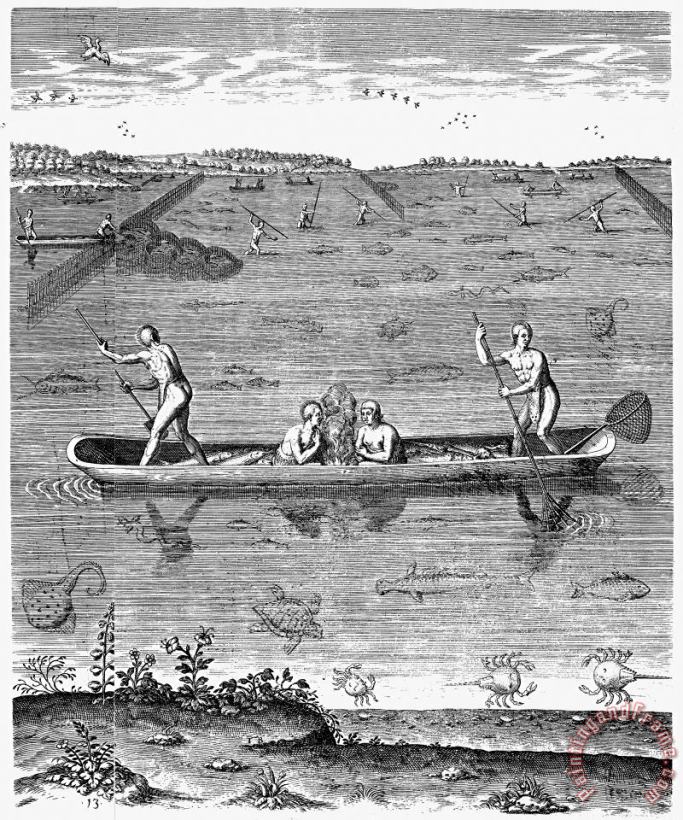 Others ALGONQUIAN: FISHING, c1585 Art Print