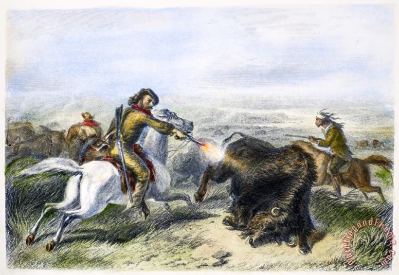 Buffalo Hunting, 1870 painting - Others Buffalo Hunting, 1870 Art Print