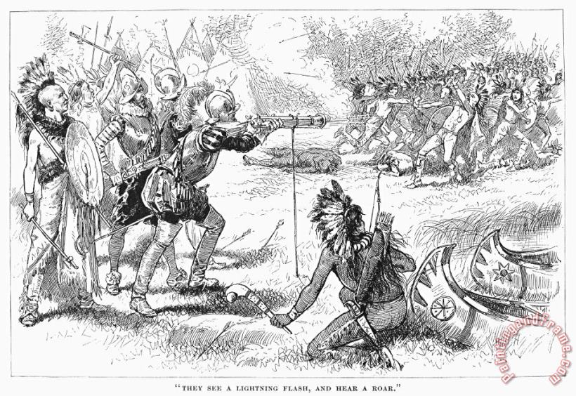 Others Champlain Fighting Native Americans Art Print