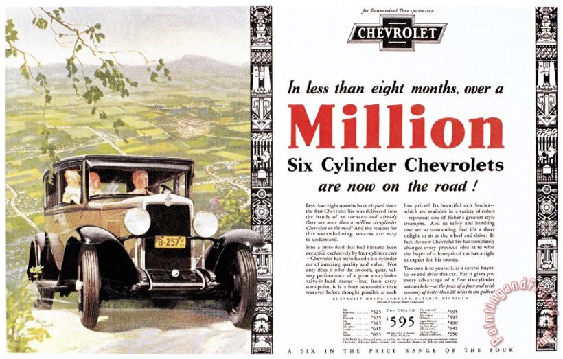 Others Chevrolet Ad, 1929 Art Print