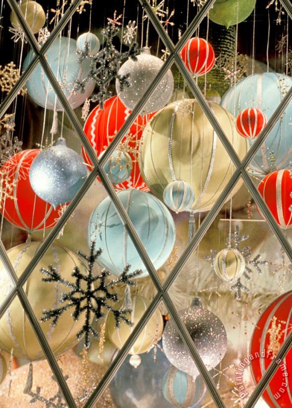 Christmas Decorations In Window painting - Others Christmas Decorations In Window Art Print