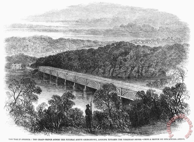 Others Civil War: Potomac Bridge Art Painting