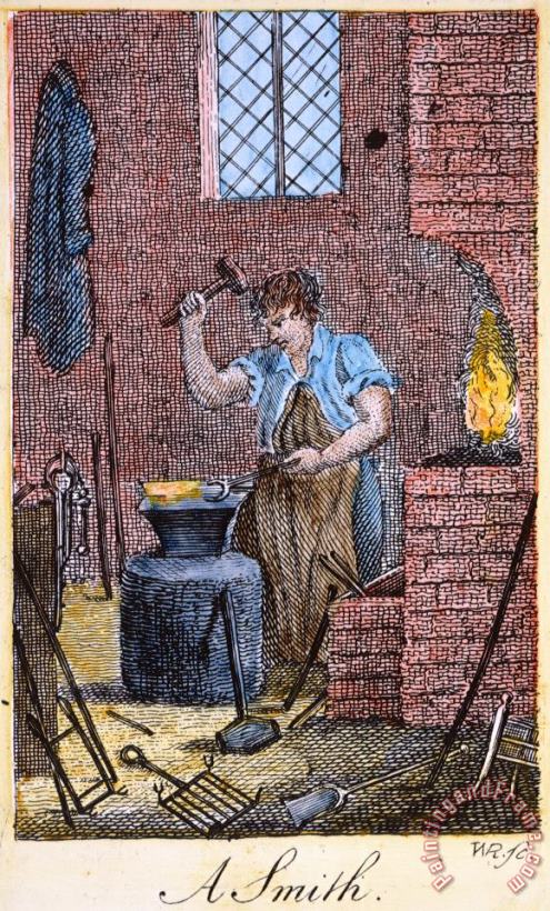 Others COLONIAL BLACKSMITH, 18th C Art Painting