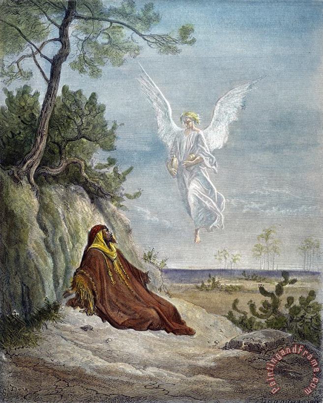 Others Dore: Elijah And Angel Art Painting