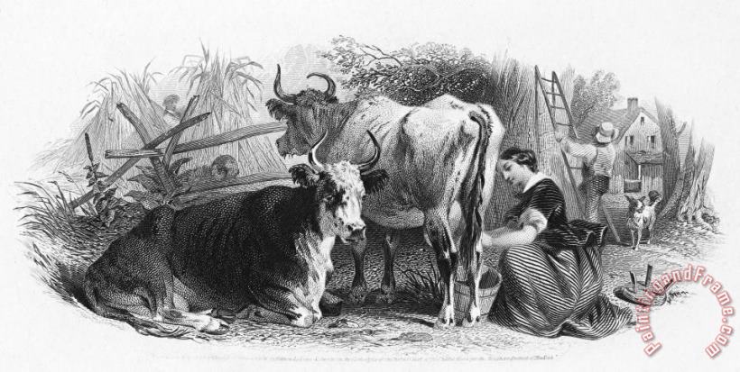 Farming: Milking painting - Others Farming: Milking Art Print