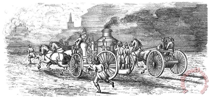 Others FIRE ENGINE, 19th CENTURY Art Painting