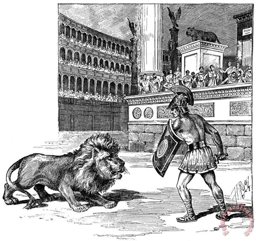 Lion & Gladiator painting - Others Lion & Gladiator Art Print