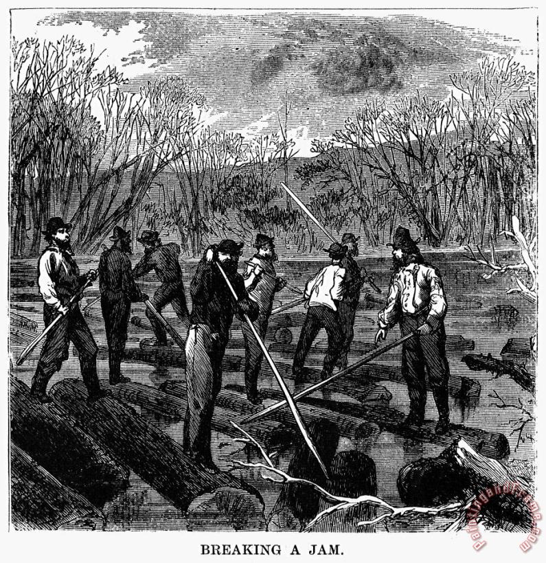 Others Lumbering: Log Drive, 1868 Art Painting