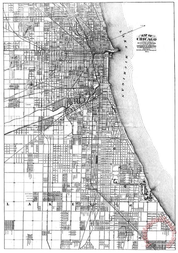 Map: Chicago, 1874 painting - Others Map: Chicago, 1874 Art Print