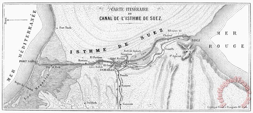 Others Map: Suez Canal, 1869 Art Print