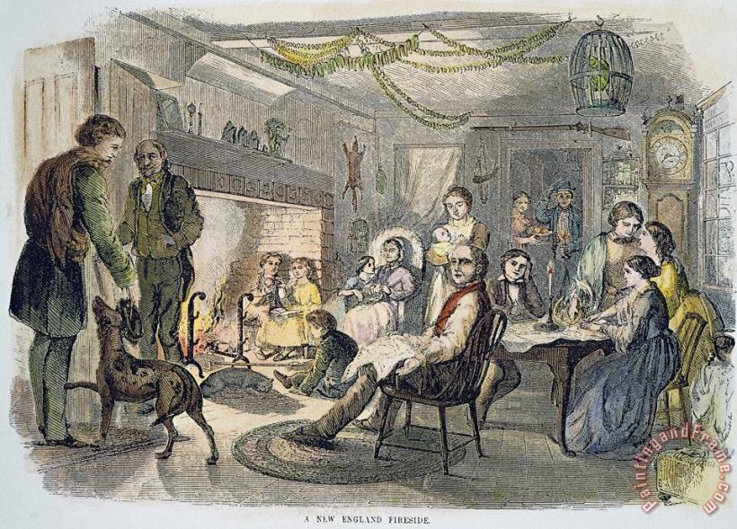 New England Fireside, 1855 painting - Others New England Fireside, 1855 Art Print