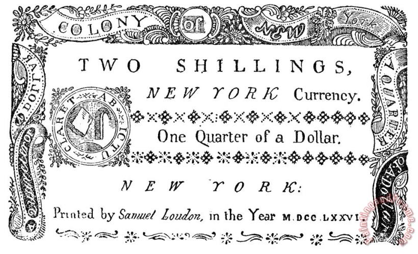 New York Banknote, 1776 painting - Others New York Banknote, 1776 Art Print