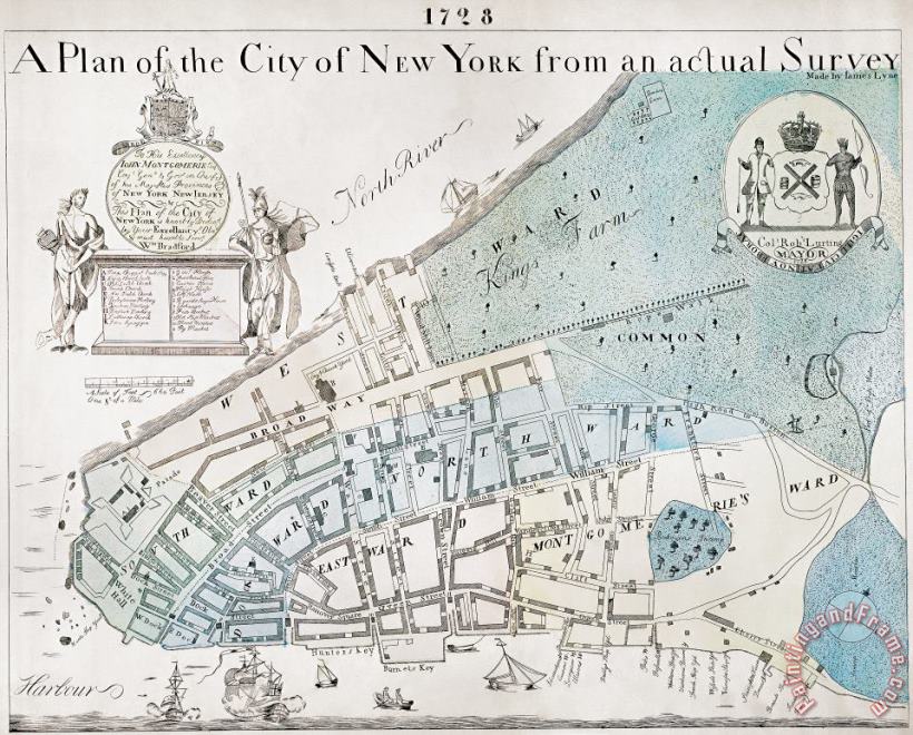 New York City Map, 1728 painting - Others New York City Map, 1728 Art Print