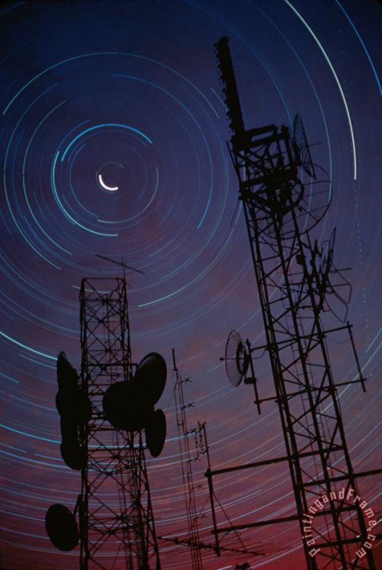 Others Radio Towers And Star Trails Art Print