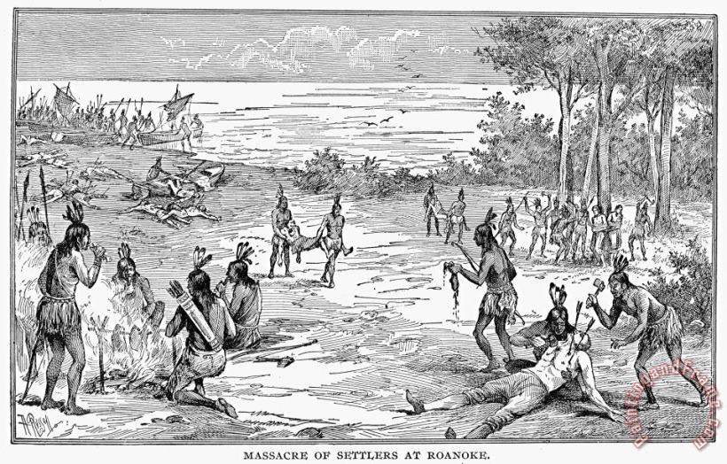 Roanoke: Native American Massacre painting - Others Roanoke: Native American Massacre Art Print