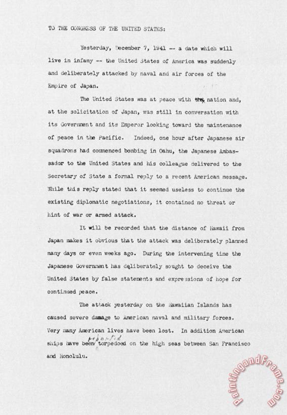 Others Roosevelt Speech, 1941 Art Print