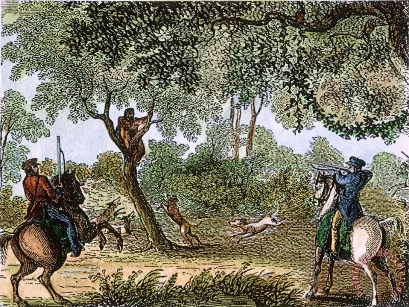 RUNAWAY SLAVE HUNT, c1860 painting - Others RUNAWAY SLAVE HUNT, c1860 Art Print