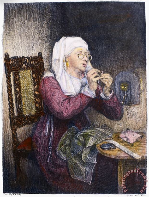 SEWING, 19th CENTURY painting - Others SEWING, 19th CENTURY Art Print