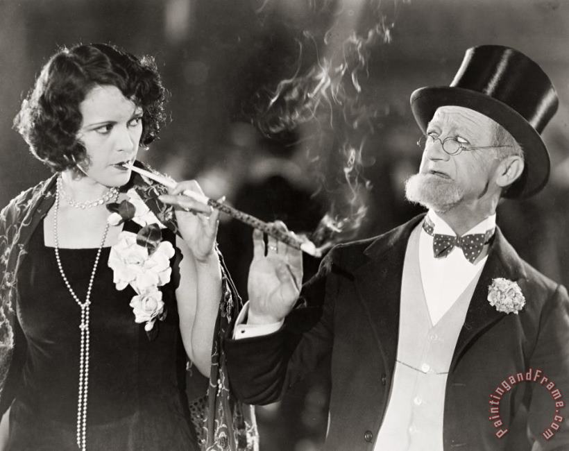 Silent Film Still: Smoking painting - Others Silent Film Still: Smoking Art Print