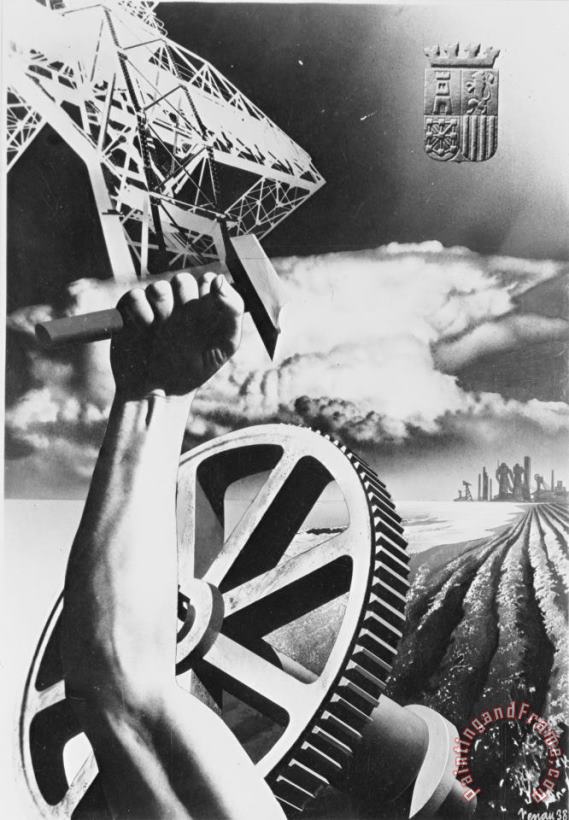 Others Spanish War Poster C1935-1942 Proclaiming Strength In Industry And Agriculture Art Print